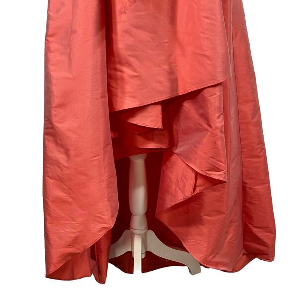 Strapless Waterfall Dress Sz 8 Coral Mermaid Gown Fairycore Coquette Hi-Low Prom - Picture 11 of 14